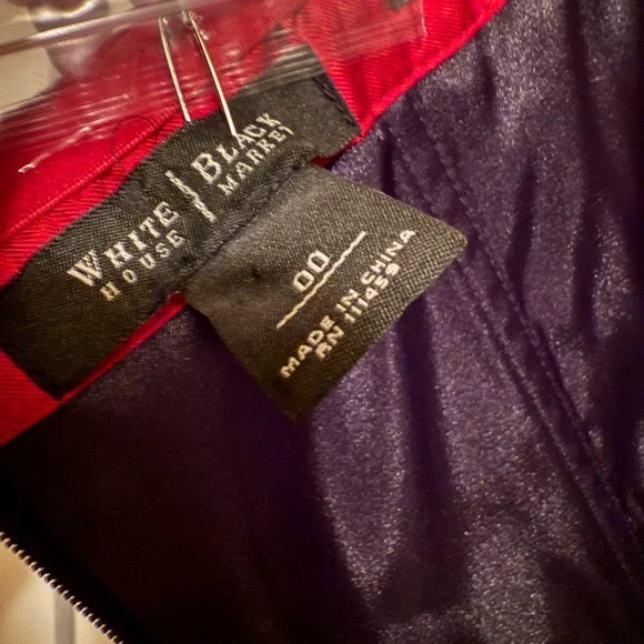 White House Black Market Strapless Red and Black Floral Dress - Picture 3 of 6